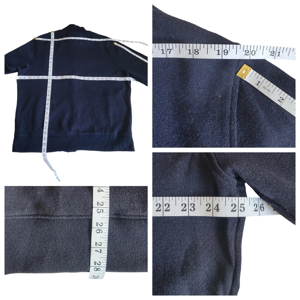 Banana Republic Tactical Sweater Preppy Cardigan Wool Blend Navy Blue Me… - Picture 15 of 17